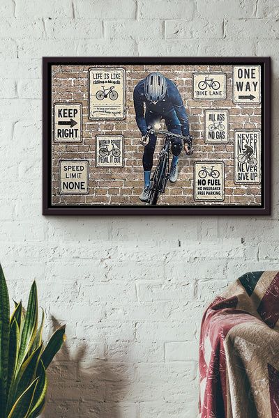 Cycling Keep Right One Way Poster n Framed Matte Canvas