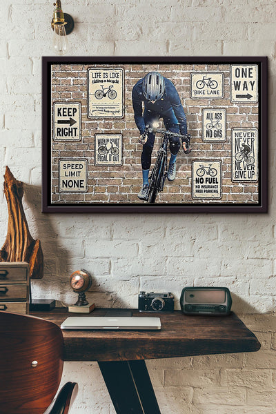 Cycling Keep Right One Way Poster n Framed Matte Canvas