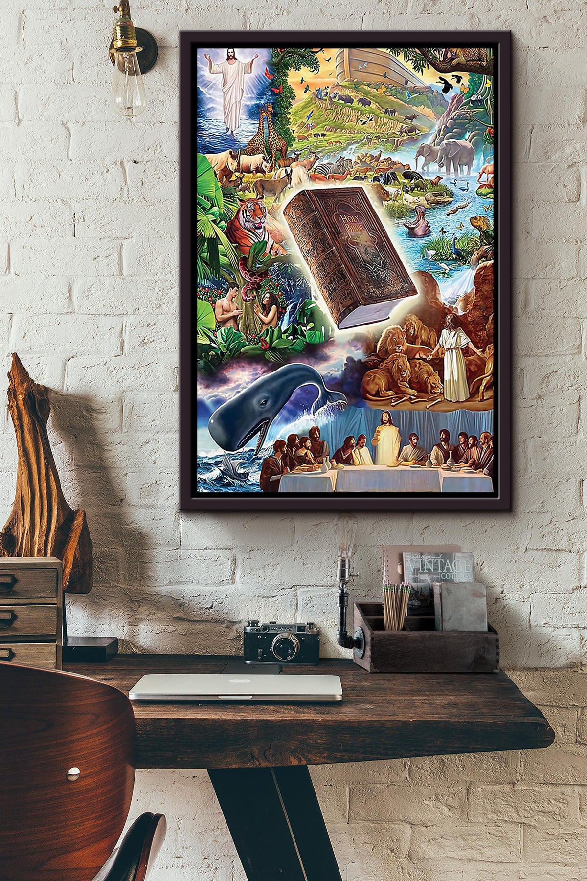 Holy Bible Encouraging Bible Verses Christian Wall Art Gift For Christmas Decor Framed Canvas Framed Prints, Canvas