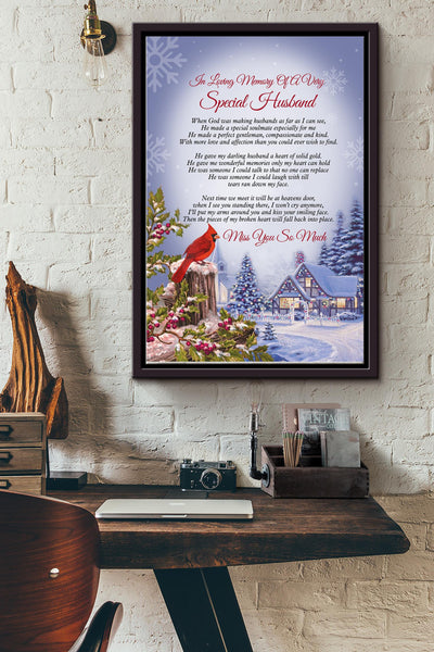 In Loving Memory Of A Very Special Husband Framed Matte Canvas