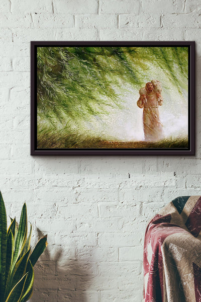 Jesus Christan With The Sheep Poster n Framed Matte Canvas