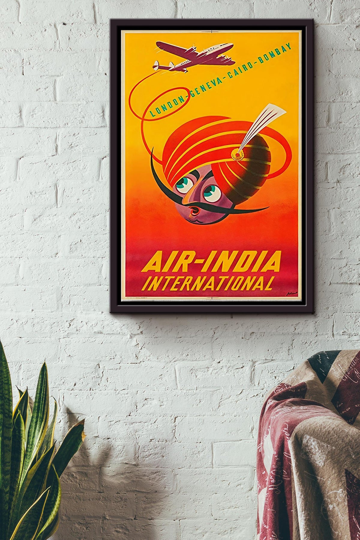 Air-India International Poster - Traveling Knowledge Wall Art - Gift For Flight Attendants Indian Pilot Aviation Worker Framed Matte Canvas Framed Prints, Canvas