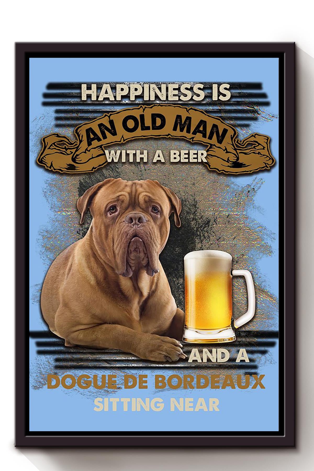 Dogue De Bordeaux Sitting Near Old Man Gift For U Framed Canvas