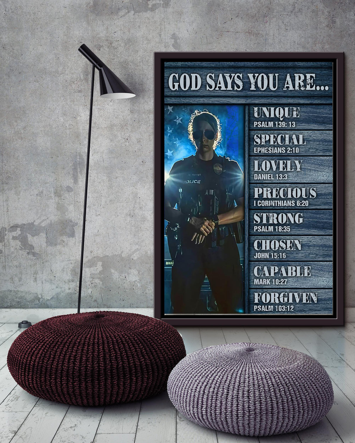 Female Police God Say You Are Motivation Quote Wall Art Gift For Policeman Police Dept Decor Framed Canvas Framed Prints, Canvas