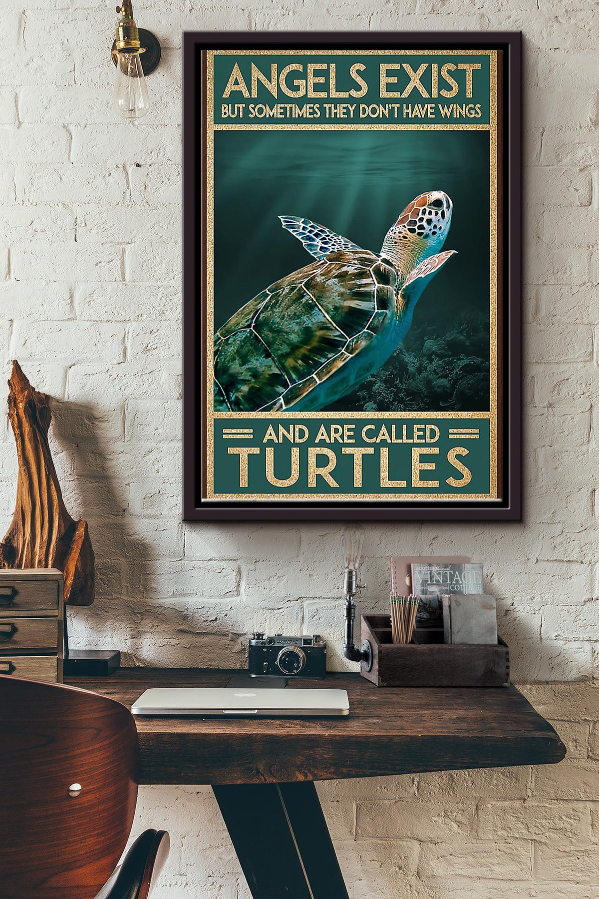 Angels Exist But Sometimes They Dont Have Wings And Are Called Turtles Poster Framed Matte Canvas