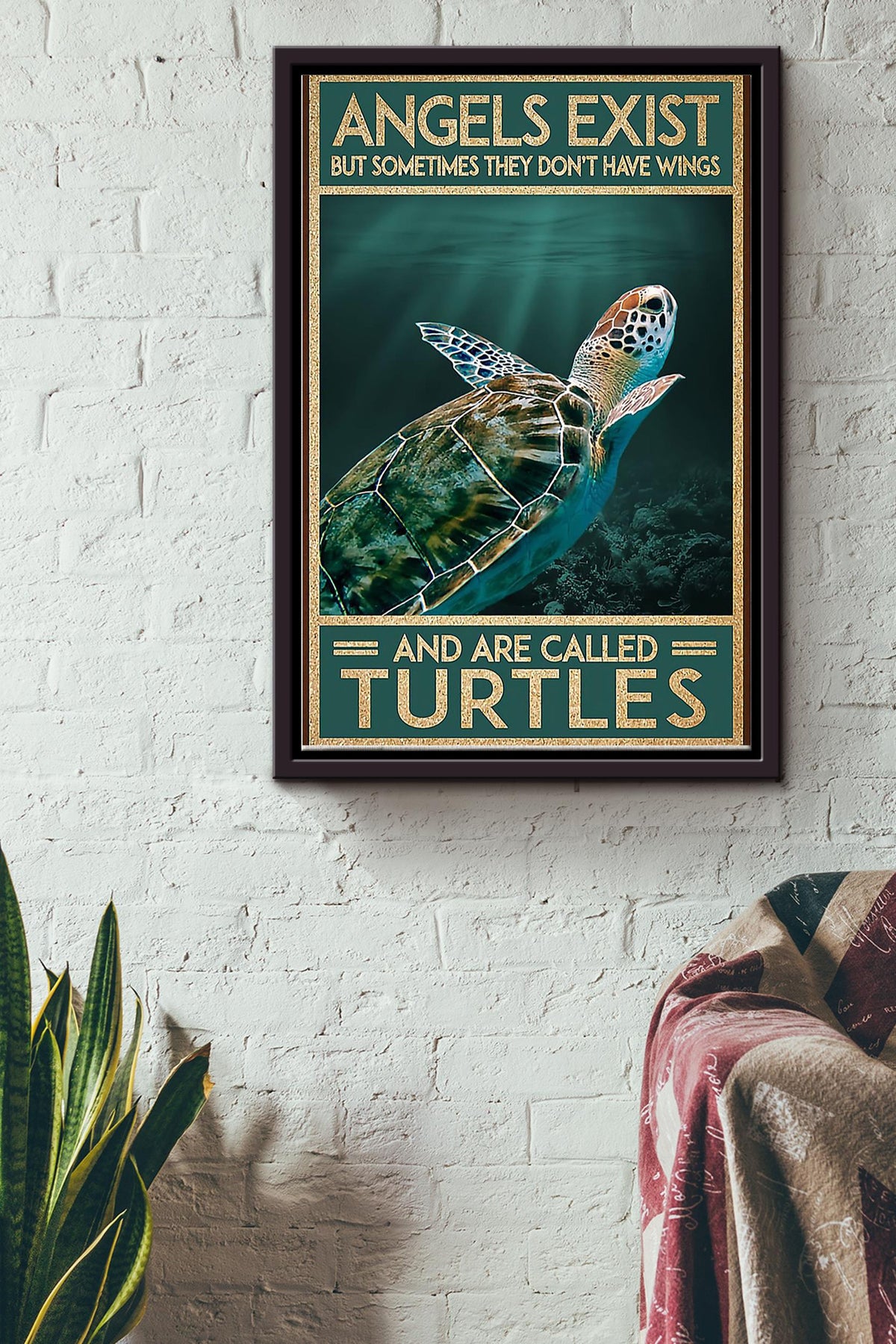 Angels Exist But Sometimes They Dont Have Wings And Are Called Turtles Poster Framed Matte Canvas