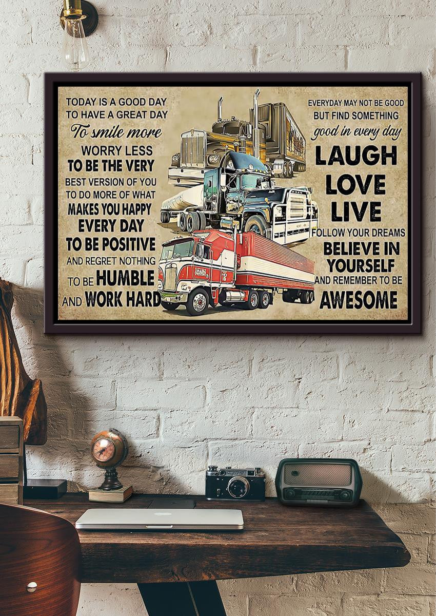 Inspiration Quote Truck Driver Wall Art For Home Decor Housewarming Framed Prints, Canvas
