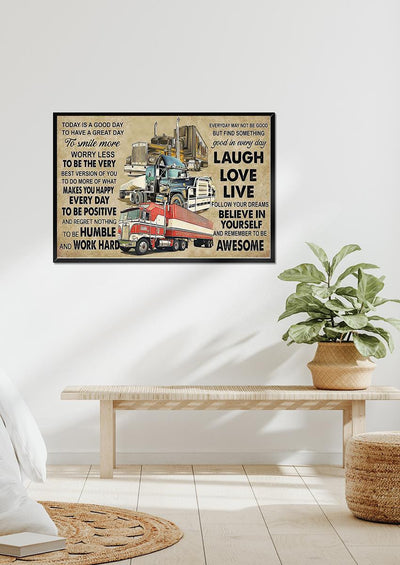 Inspiration Quote Truck Driver Wall Art For Home Decor Housewarming Framed Prints, Canvas