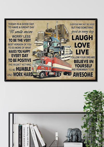 Inspiration Quote Truck Driver Wall Art For Home Decor Housewarming Framed Prints, Canvas