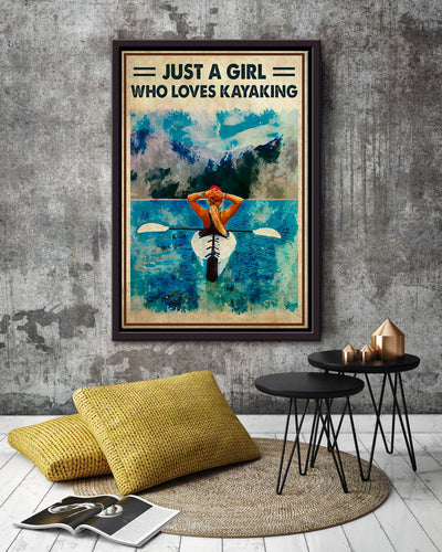Just A Girl Who Loves Kayaking Wall Art For Kayaking Lover Beach House Decor Birthday Gift Framed Matte Canvas Framed Prints, Canvas