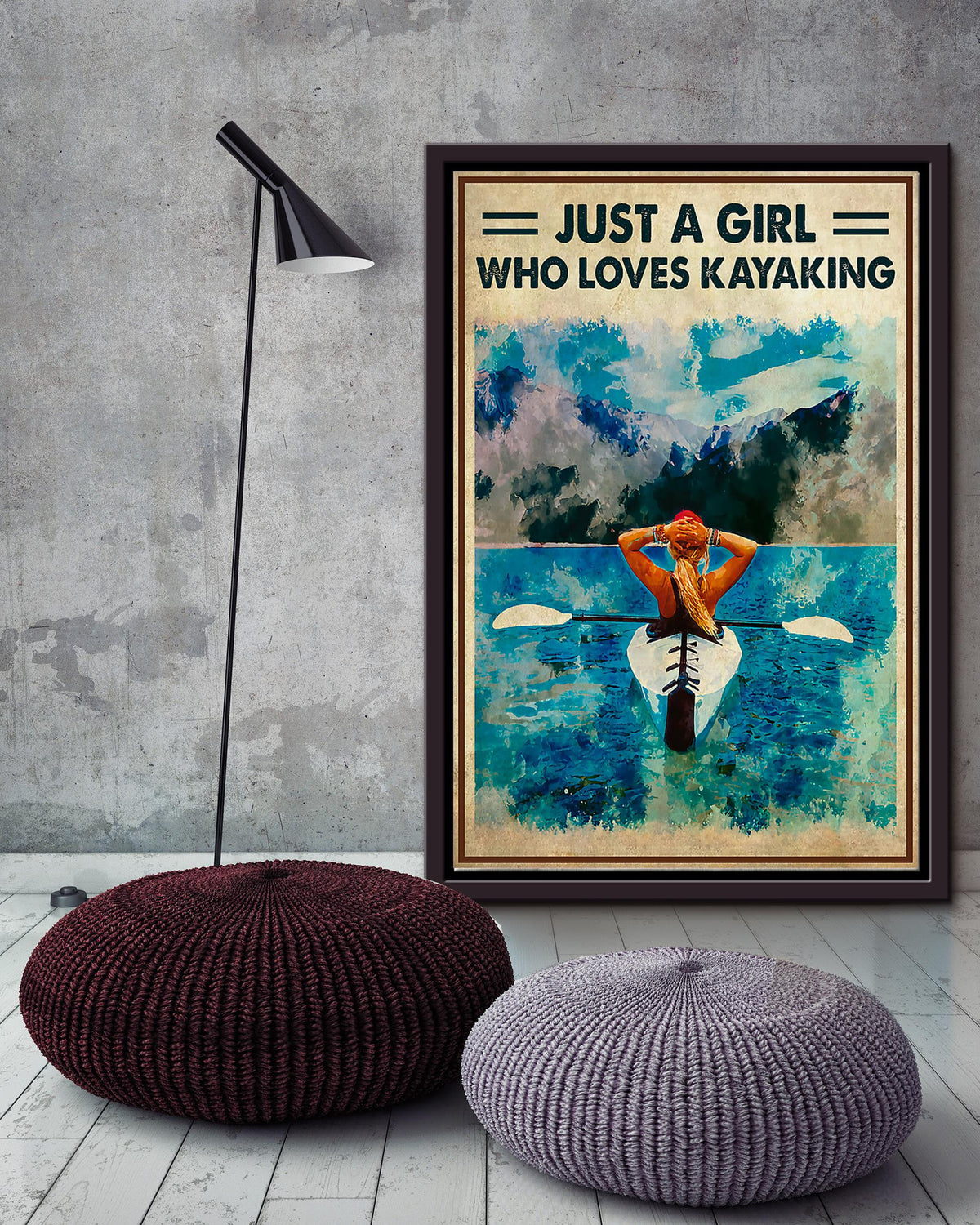 Just A Girl Who Loves Kayaking Wall Art For Kayaking Lover Beach House Decor Birthday Gift Framed Matte Canvas Framed Prints, Canvas