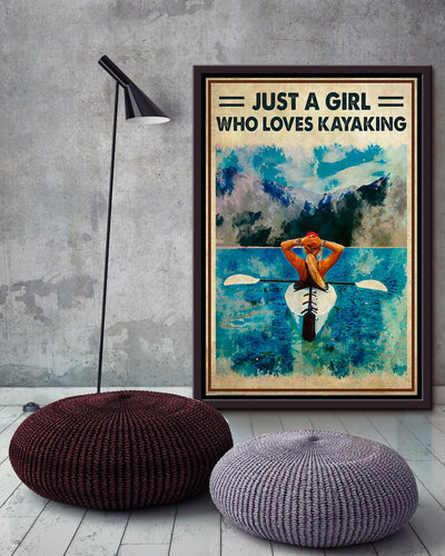 Just A Girl Who Loves Kayaking Wall Art For Kayaking Lover Beach House Decor Birthday Gift Framed Matte Canvas Framed Prints, Canvas