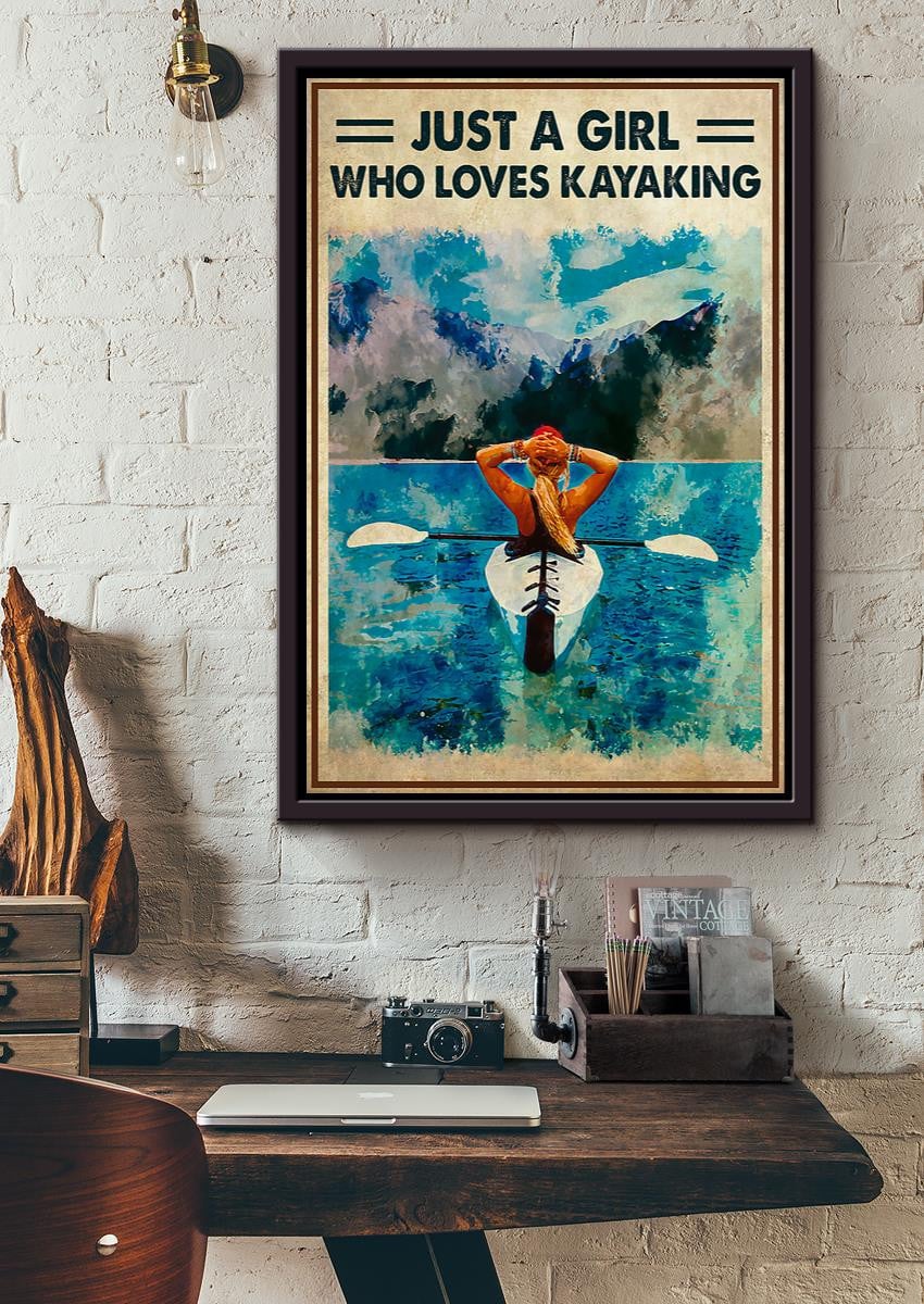 Just A Girl Who Loves Kayaking Wall Art For Kayaking Lover Beach House Decor Birthday Gift Framed Matte Canvas Framed Prints, Canvas