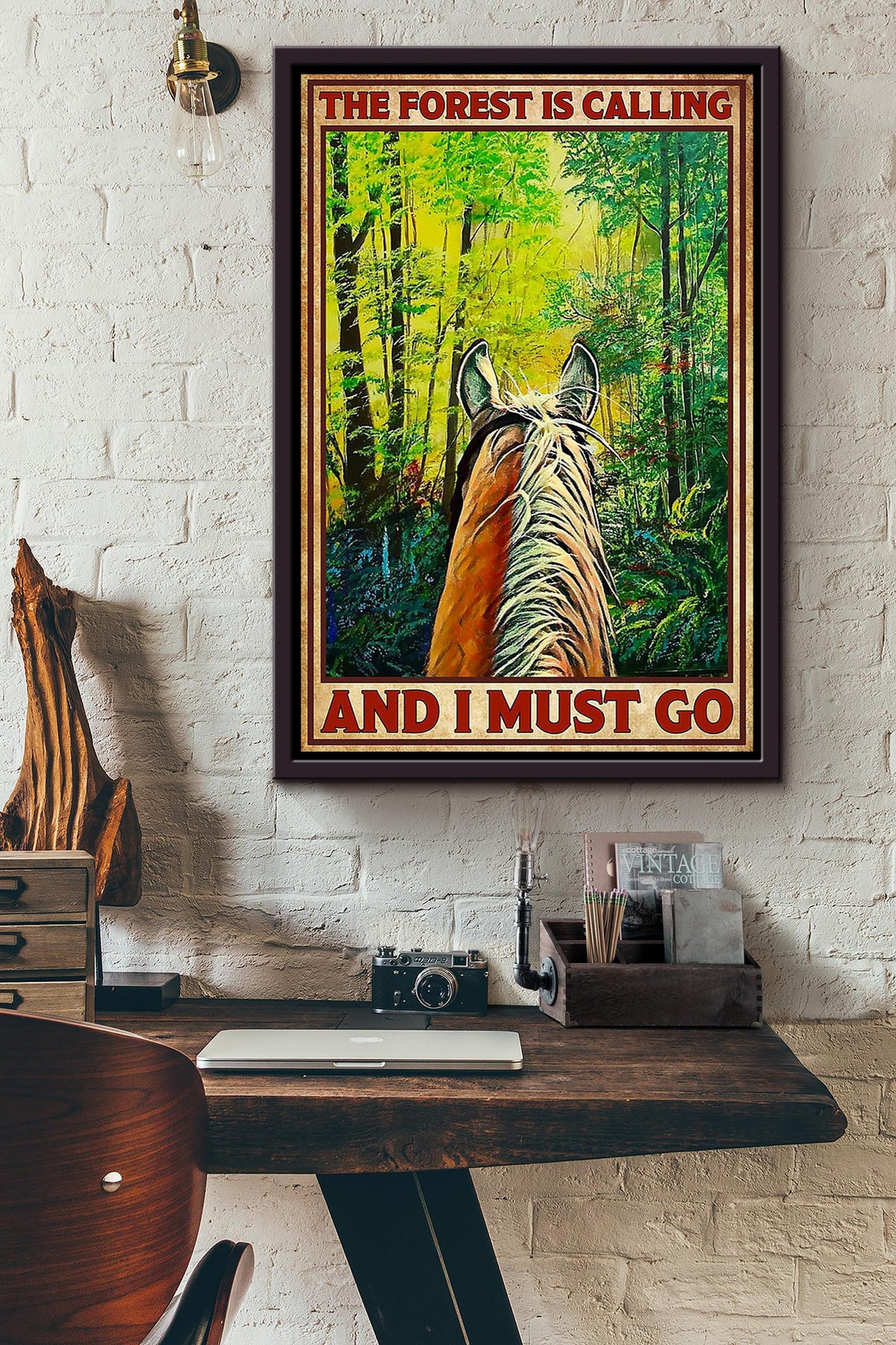 Cowgirl The Forest Is Calling I Must Go Running Horse Wall Art Gift For Horse Lover Horseback Rider Cowboy Framed Canvas Framed Prints, Canvas
