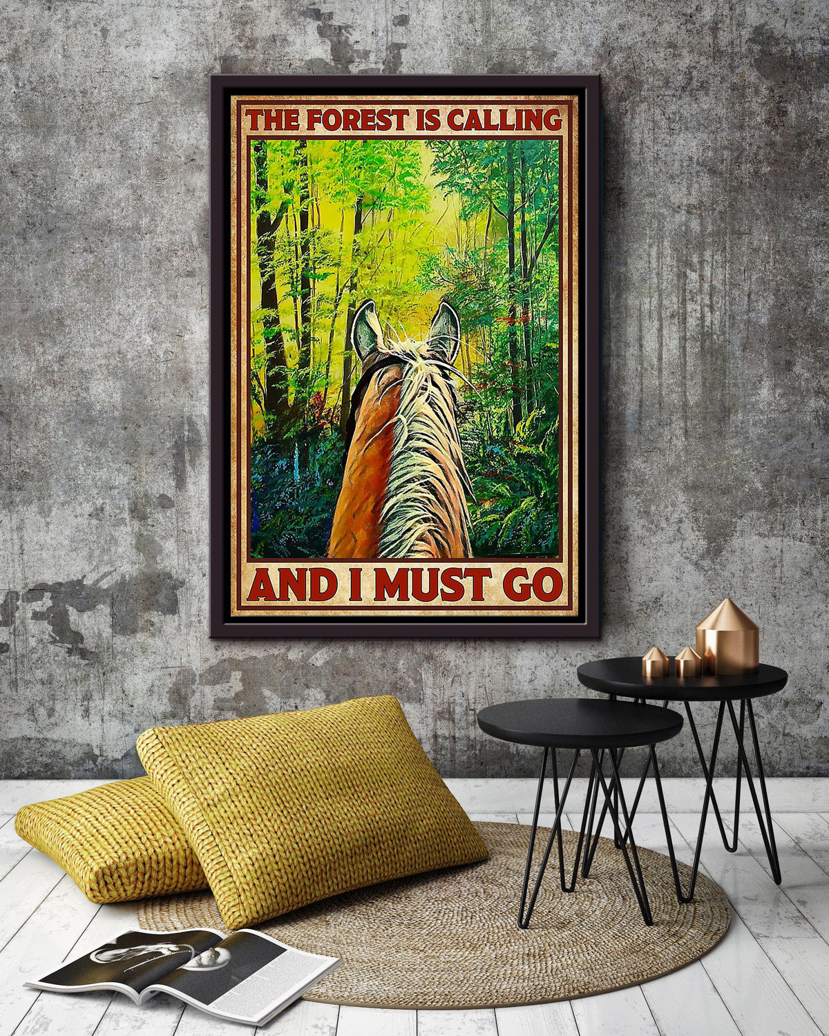 Cowgirl The Forest Is Calling I Must Go Running Horse Wall Art Gift For Horse Lover Horseback Rider Cowboy Framed Canvas Framed Prints, Canvas