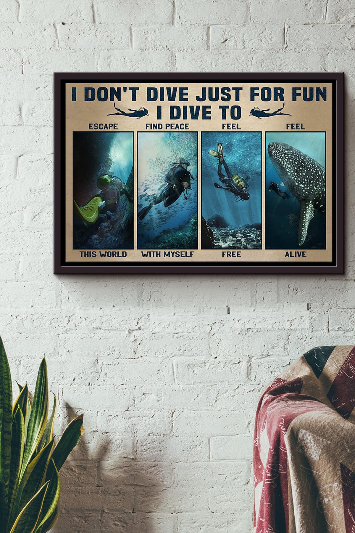 Dont Dive Just For Fun Scuba Diving Poster n Framed Matte Canvas