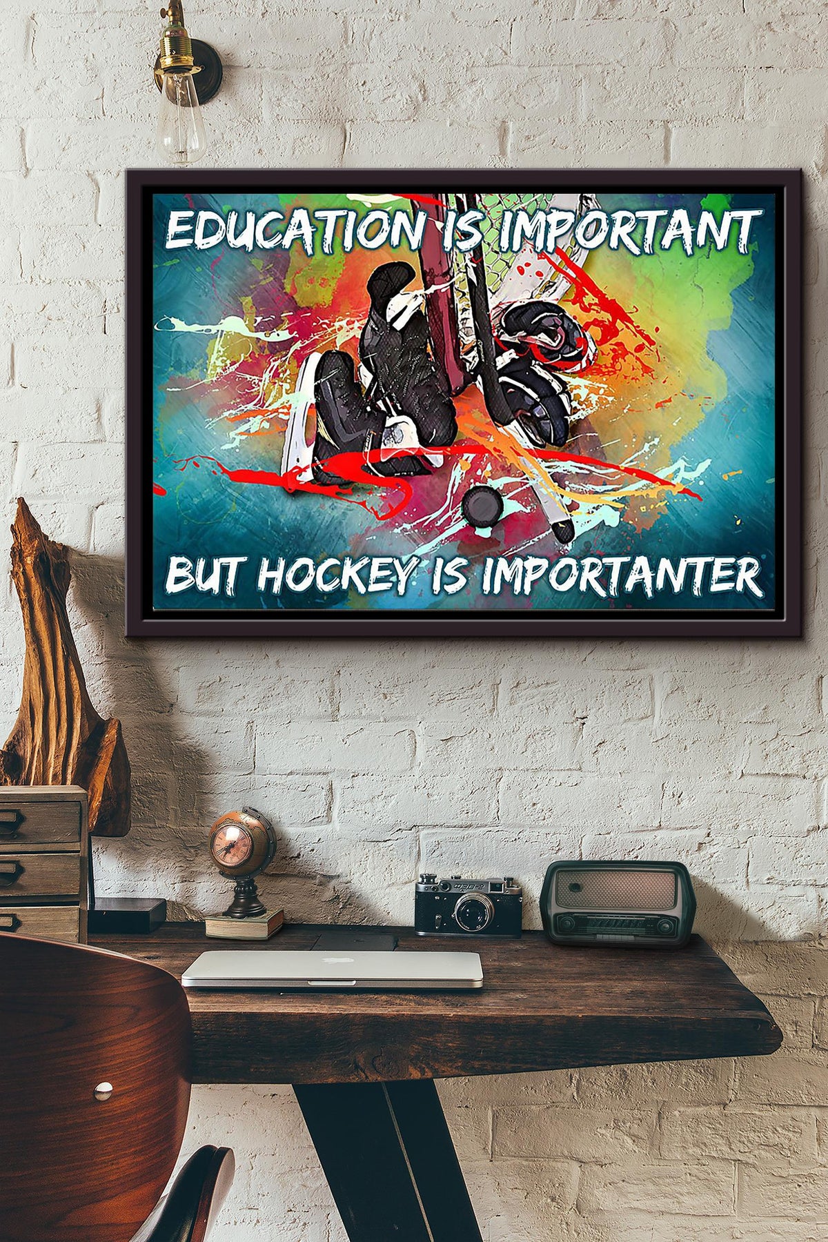 Hockey Education Is Important But Hockey Is Importanter Poster n Framed Matte Canvas