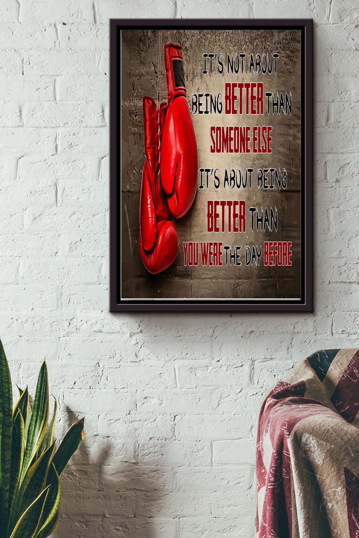 Boxing It's Not About Being Better Than Someone Else Poster - Sport Wall Art - Gift For Boxer, Gym Decor Framed Matte Canvas Framed Prints, Canvas
