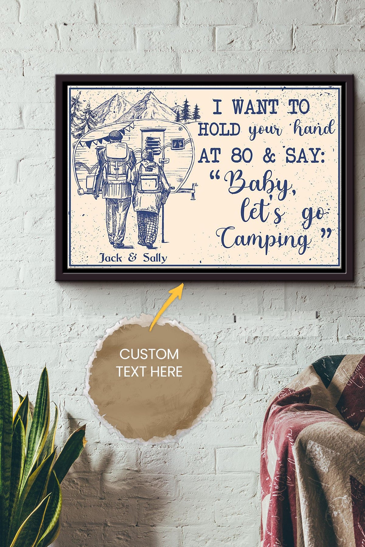 Camping Couple I Wanna Hold Your Hand Personalized Poster - Love Wall Art - Gift For Spose Lover Valentine Day Husband Wife Framed Matte Canvas Framed Prints, Canvas
