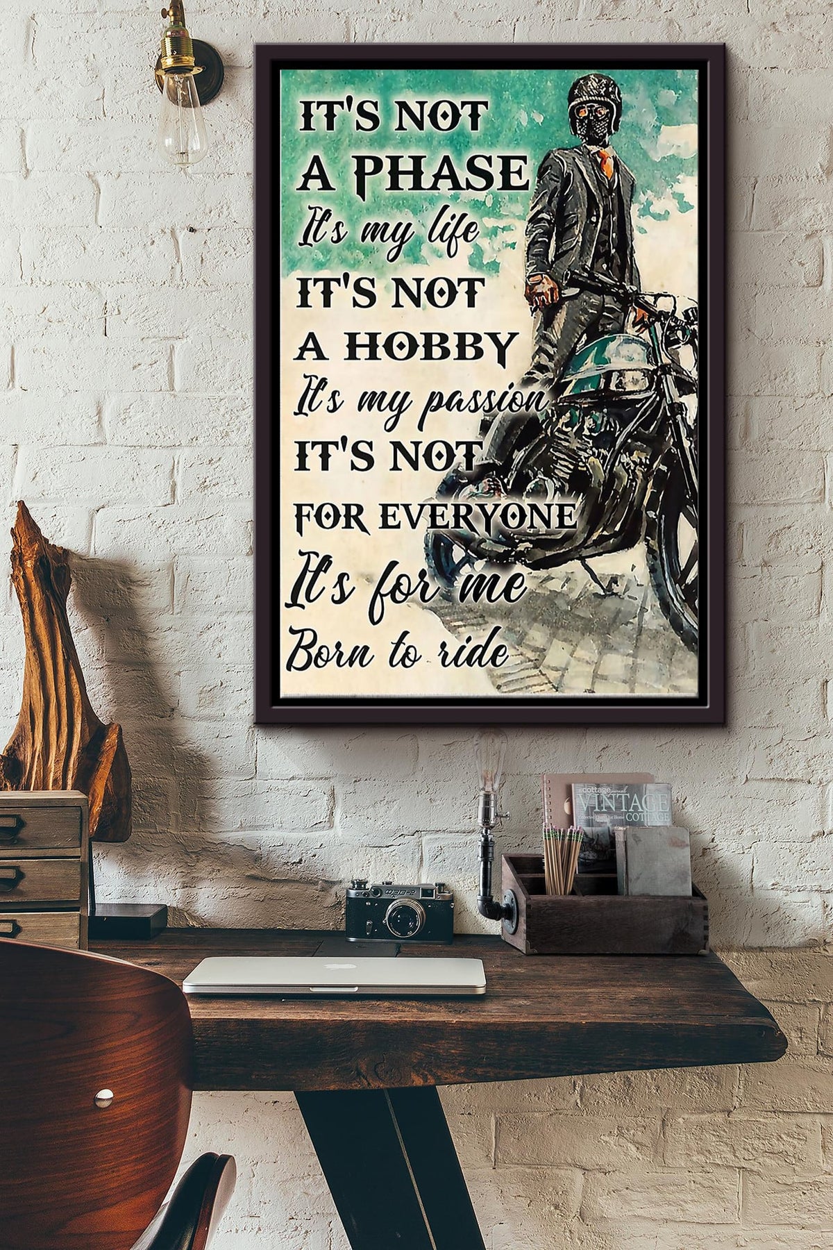Motorcycle Its Not A Phase Its My Life Poster - Decor Wall Art Canvas - For Boy Boyfriend Husband Biker Motorcycle Lover Racer Racing Club Motorcycle Club Framed Matte Canvas Framed Prints, Canvas