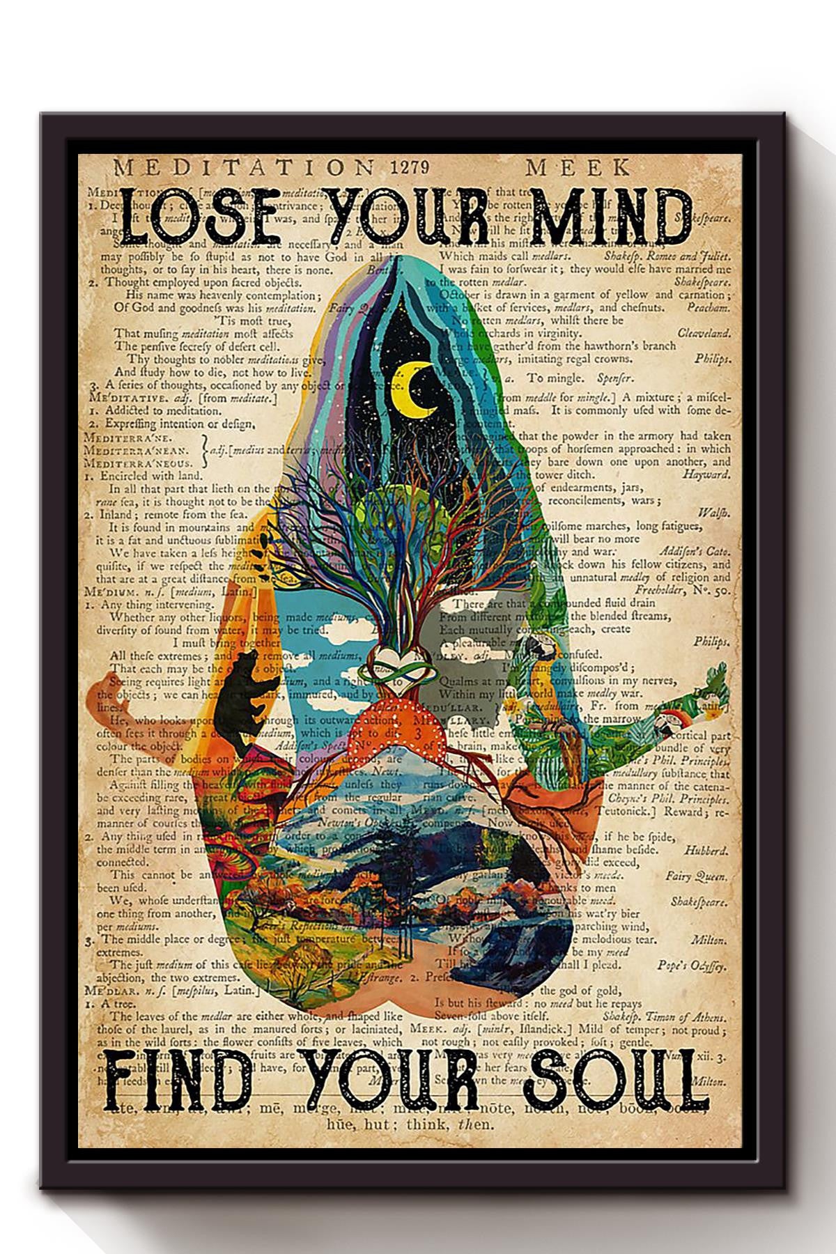 Lose My Mind And Find My Soul Meditation Wall Art Gift For Home Yoga Yoga Lover Framed Canvas Framed Prints, Canvas