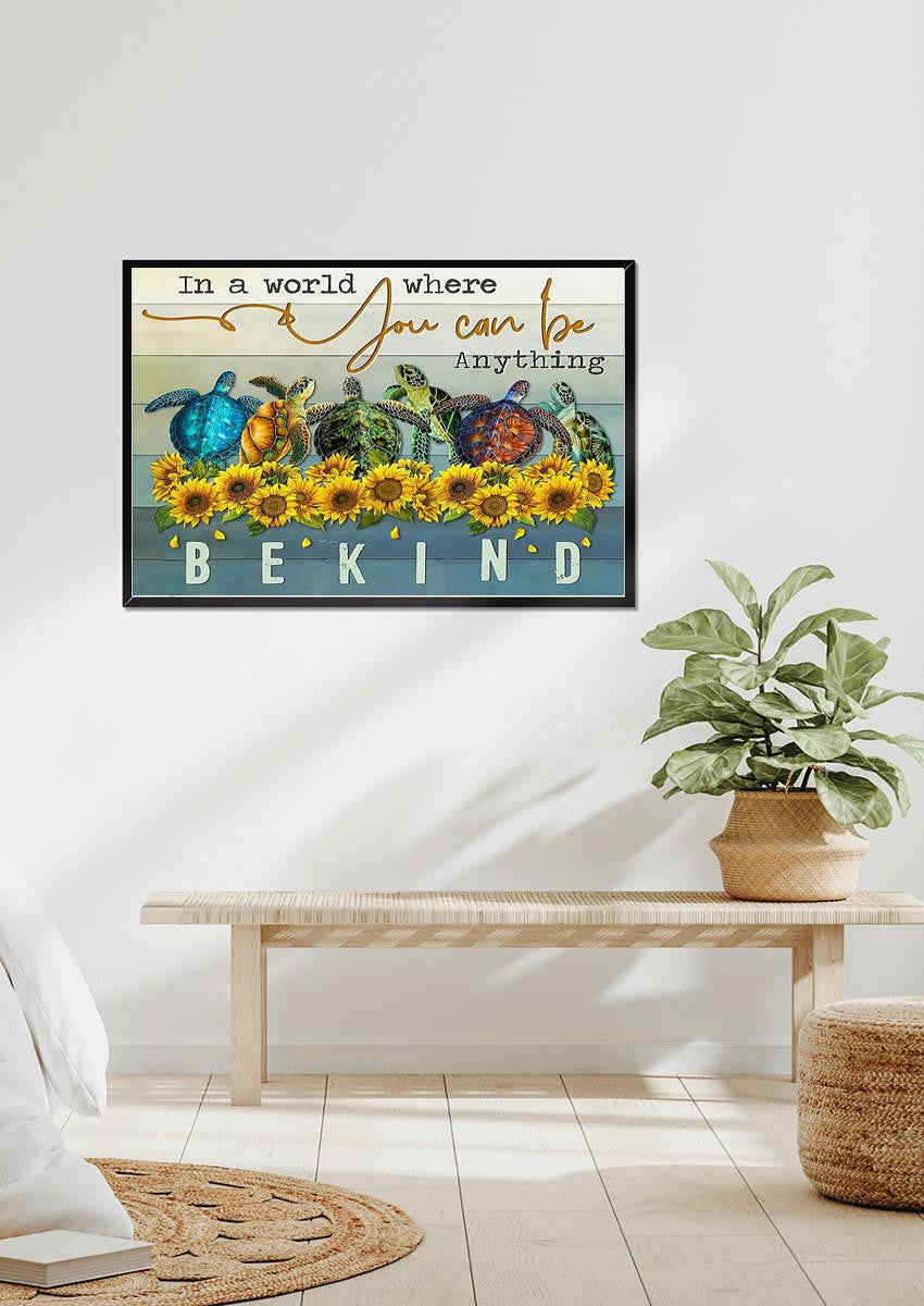 In World You Can Be Anything Be Kind Motivation Quote Wall Art For Home Decor Housewarming Framed Prints, Canvas
