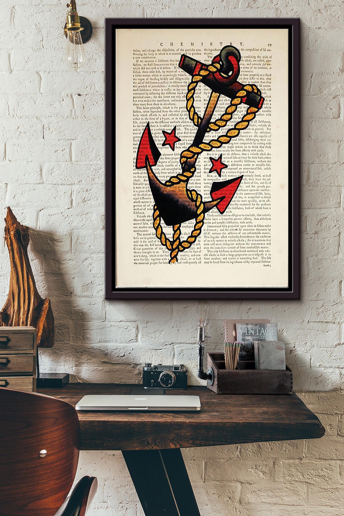 Anchor Sailor Vintage Poster Framed Matte Canvas