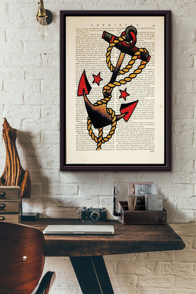 Anchor Sailor Vintage Poster Framed Matte Canvas