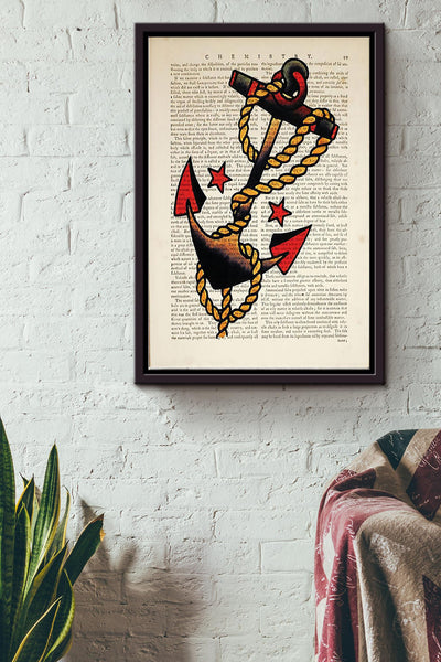 Anchor Sailor Vintage Poster Framed Matte Canvas