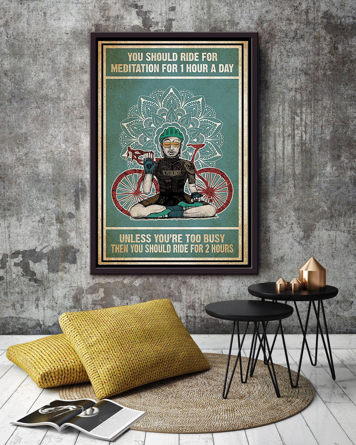 Inspirational Riding Yoga Quotes You Should Ride For Meditation For Hour A Day Wall Art For Home Decor Framed Matte Canvas Framed Prints, Canvas