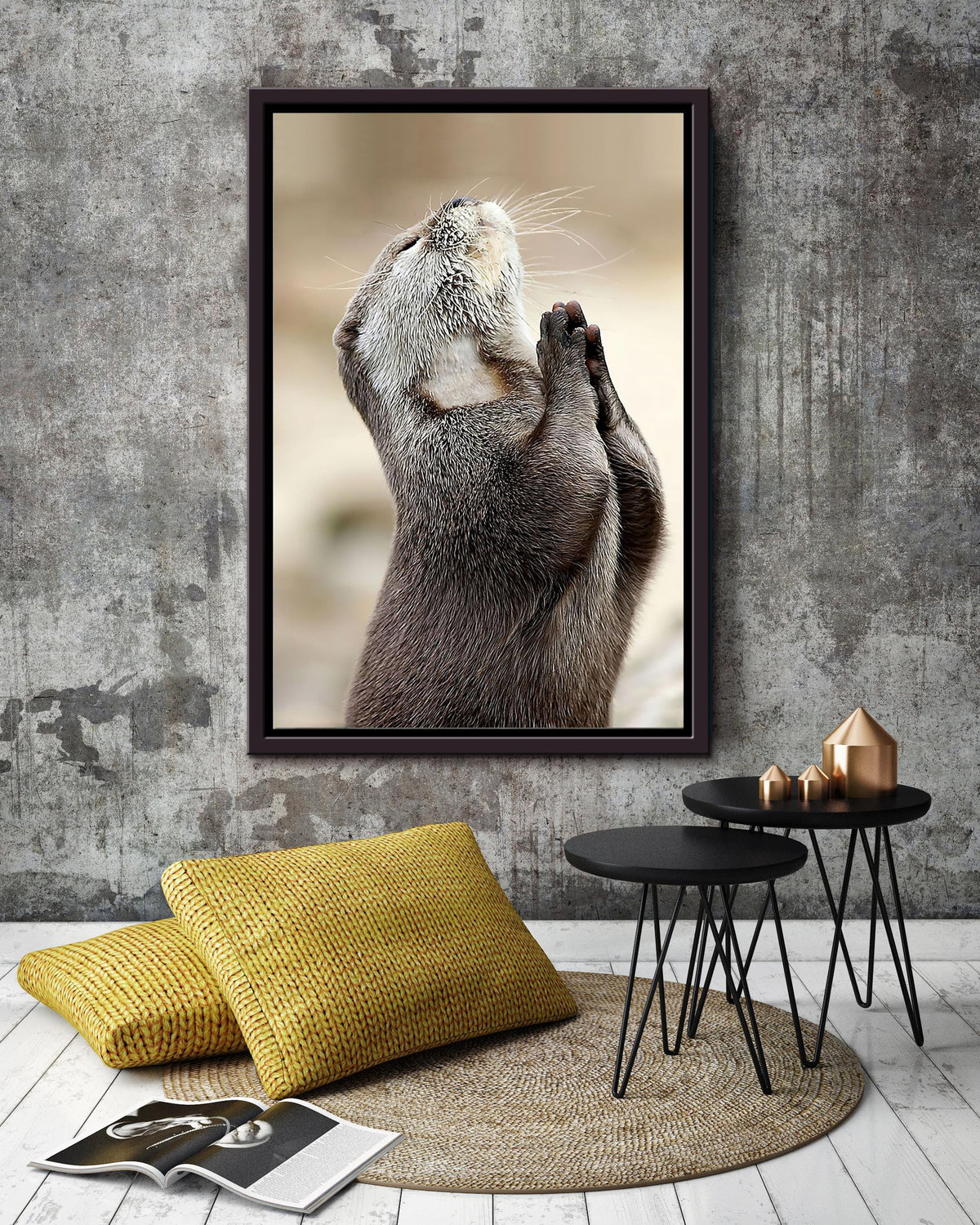 Cute Otter Begging Gift For Otter Lover Wild Animal Lover Framed Canvas
