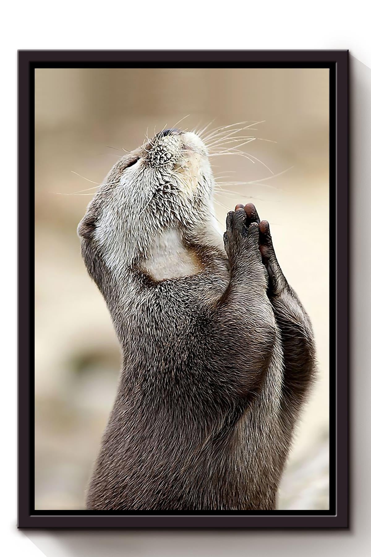 Cute Otter Begging Gift For Otter Lover Wild Animal Lover Framed Canvas