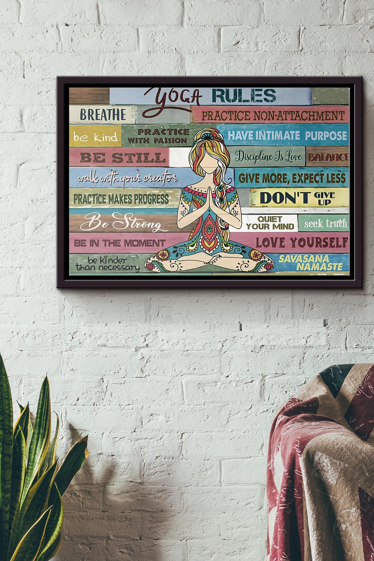 Girl Yoga Rules Poster n Framed Matte Canvas