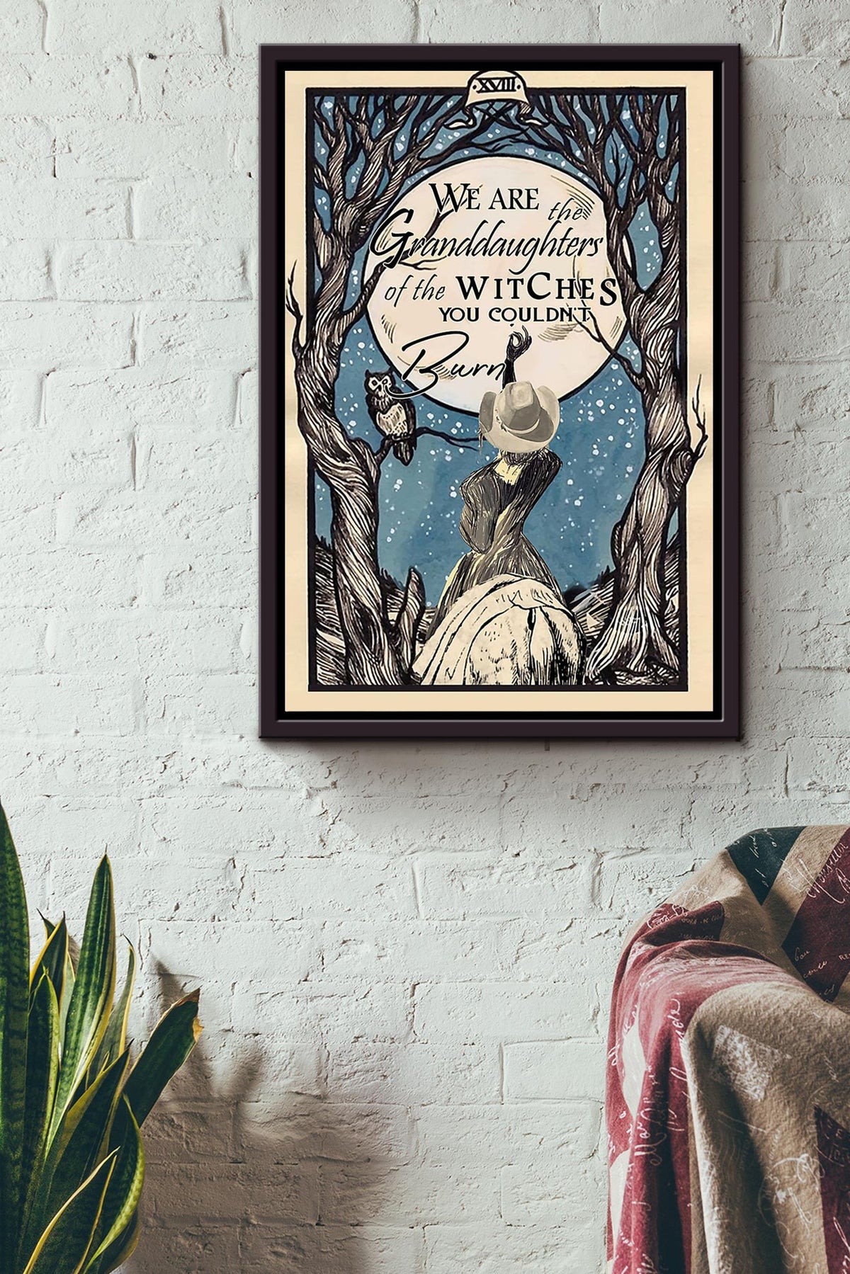 Cowgirl Are The Granddaughter Of Witch Halloween Wall Decor Gift For Pumpkin Carving Ideas Halloween Decorations Haunted Houses Framed Canvas