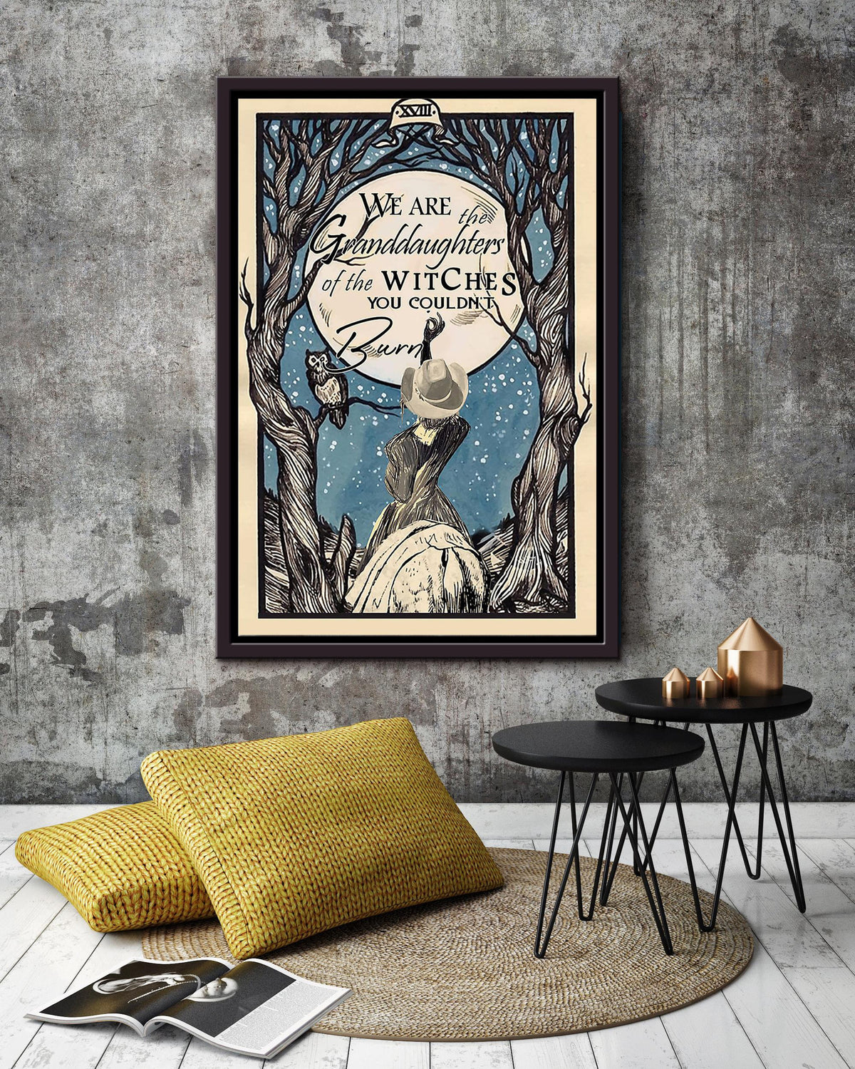 Cowgirl Are The Granddaughter Of Witch Halloween Wall Decor Gift For Pumpkin Carving Ideas Halloween Decorations Haunted Houses Framed Canvas