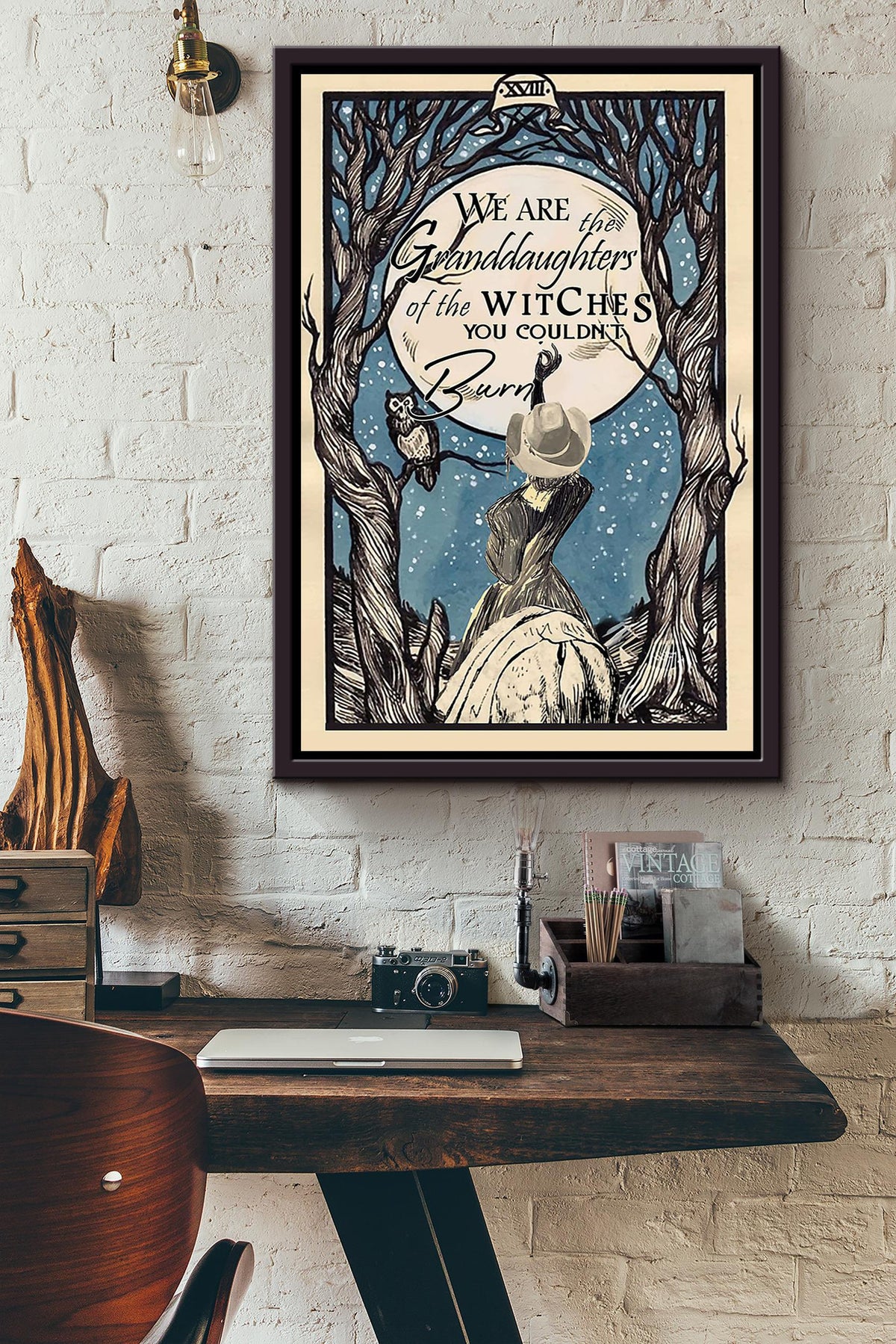 Cowgirl Are The Granddaughter Of Witch Halloween Wall Decor Gift For Pumpkin Carving Ideas Halloween Decorations Haunted Houses Framed Canvas