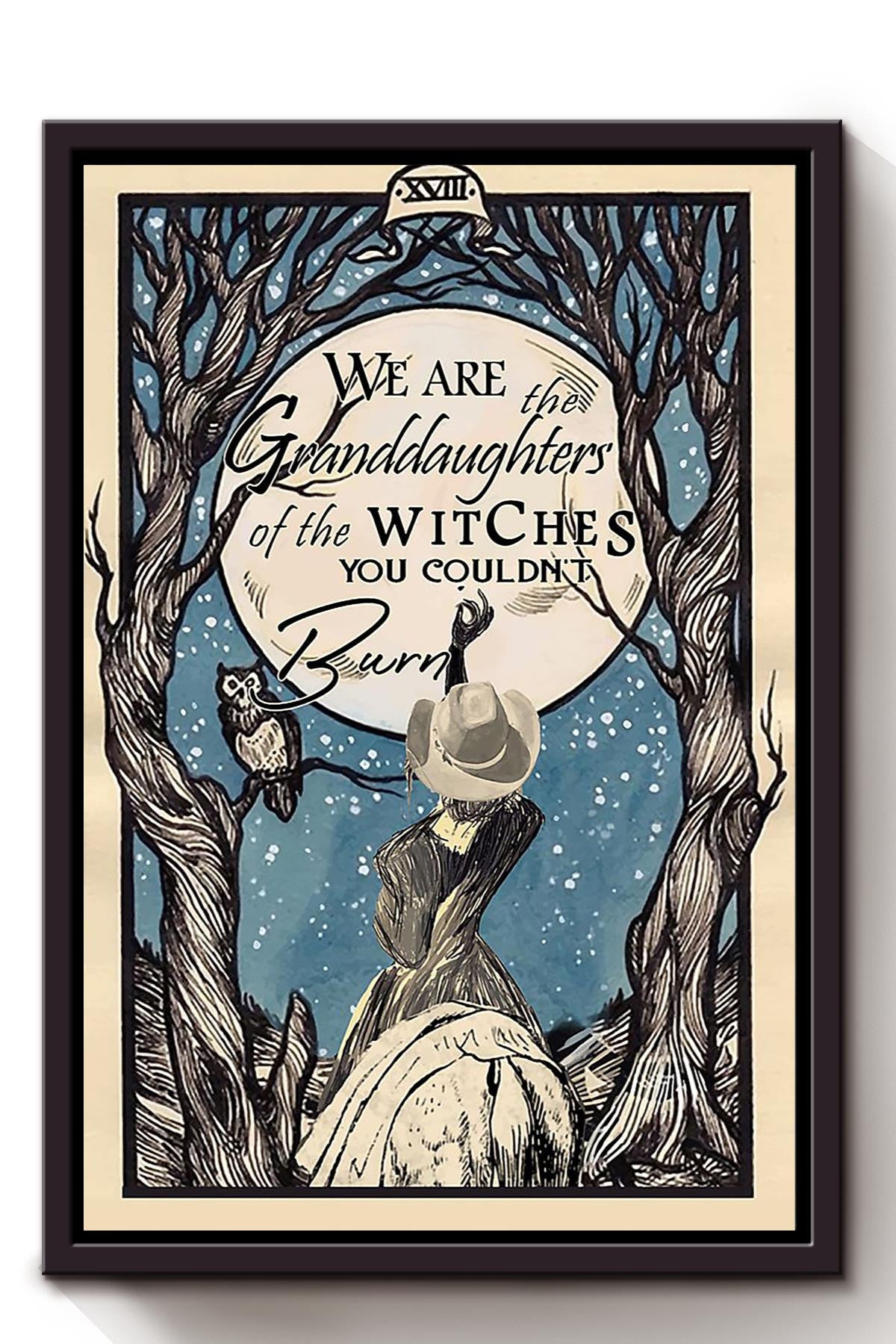 Cowgirl Are The Granddaughter Of Witch Halloween Wall Decor Gift For Pumpkin Carving Ideas Halloween Decorations Haunted Houses Framed Canvas