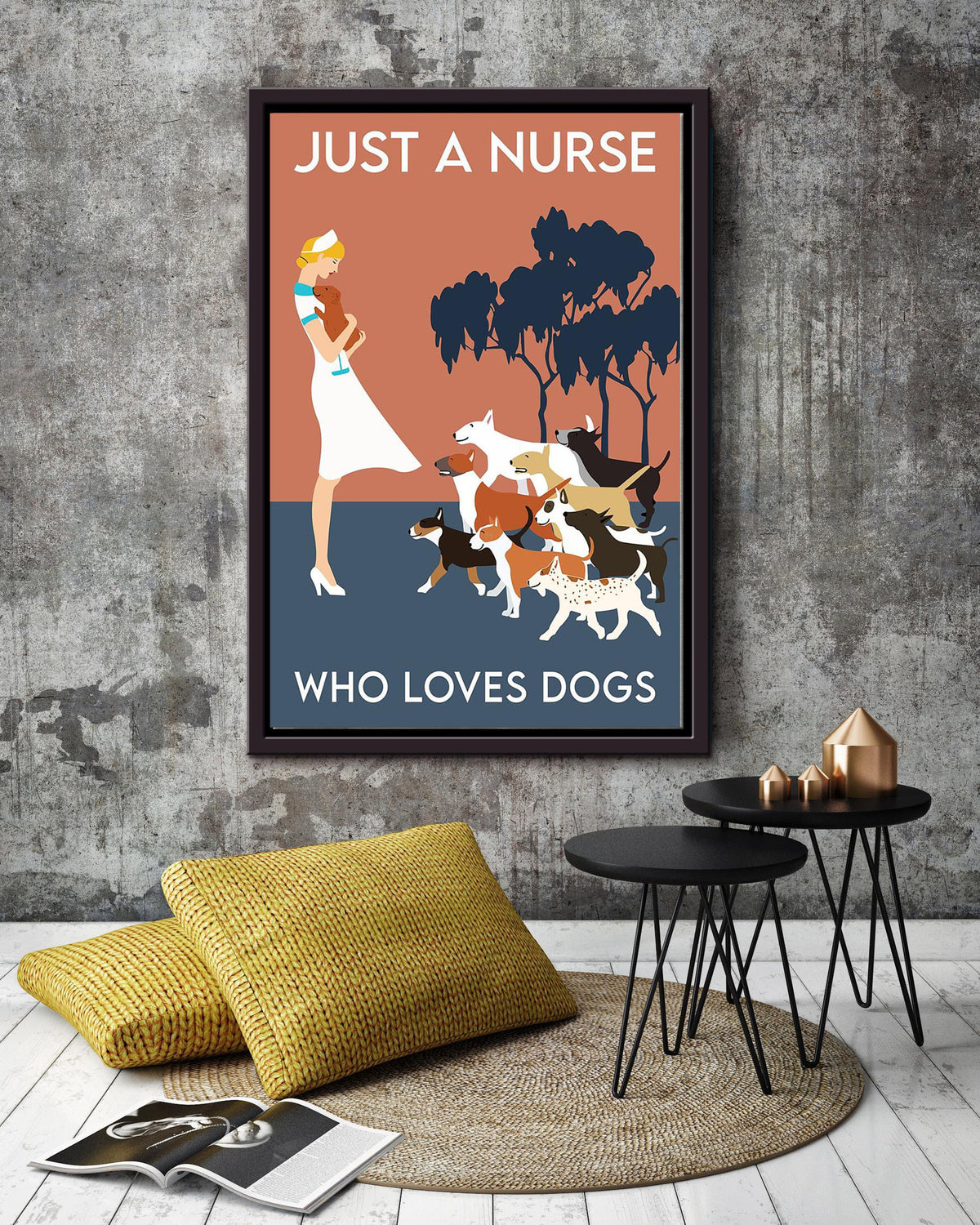 A Nurse Loves Dog Gift For Nurse's Day Gift Framed Canvas