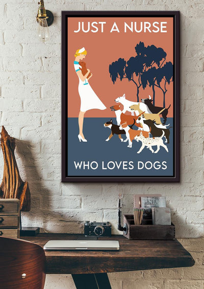 A Nurse Loves Dog Gift For Nurse's Day Gift Framed Canvas