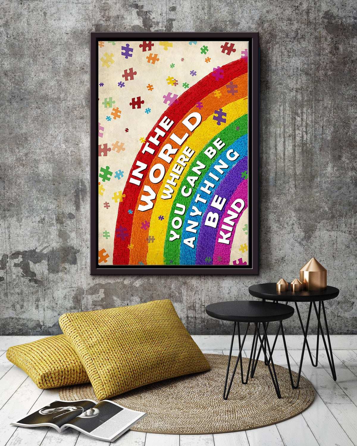 In The World Where You Can Be Anything Be Kind Wall Art For LGBT Lesbian Gay IDAHOT Pride Month Framed Matte Canvas Framed Prints, Canvas