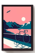 Bike With Peaceful Landscape Wall Art For Home Bedroom Decor Framed Matte Canvas Framed Prints, Canvas