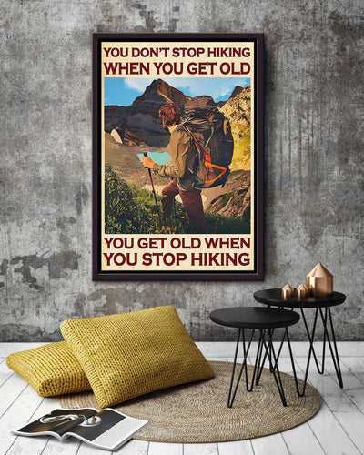 Hiking Lover Don't Stop Hiking Motivation Quote Vintage Wall Art Gift For Backpacker Hiking Backpack Framed Canvas Framed Prints, Canvas