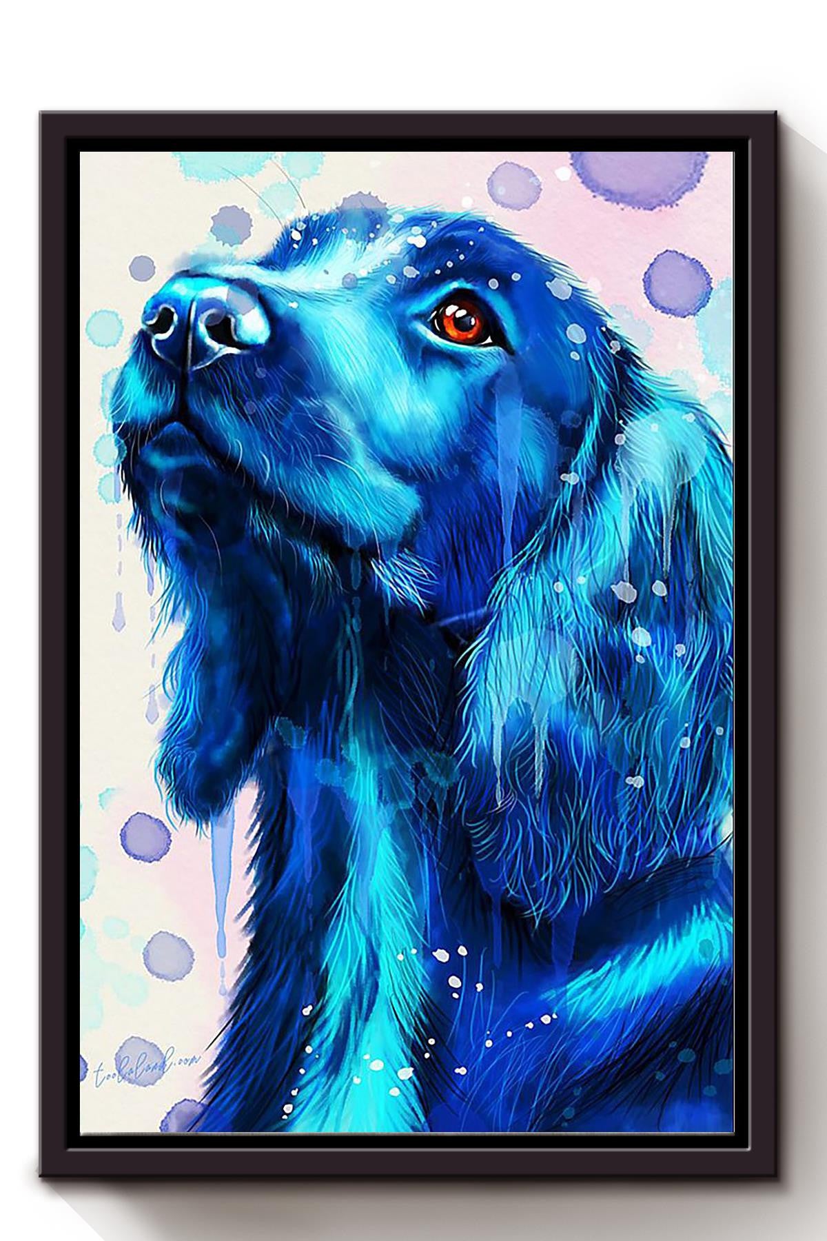 Cocker Spaniel Blue Portrait Wall Art For Dog Lover Housewarming Framed Matte Canvas Framed Prints, Canvas