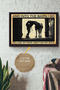 Cowgirl And Into The Barn Poster - Animal Wall Art - Gift For Horse Lover Horse Rider Cowboy Farmhouse Decor Framed Matte Canvas Framed Prints, Canvas