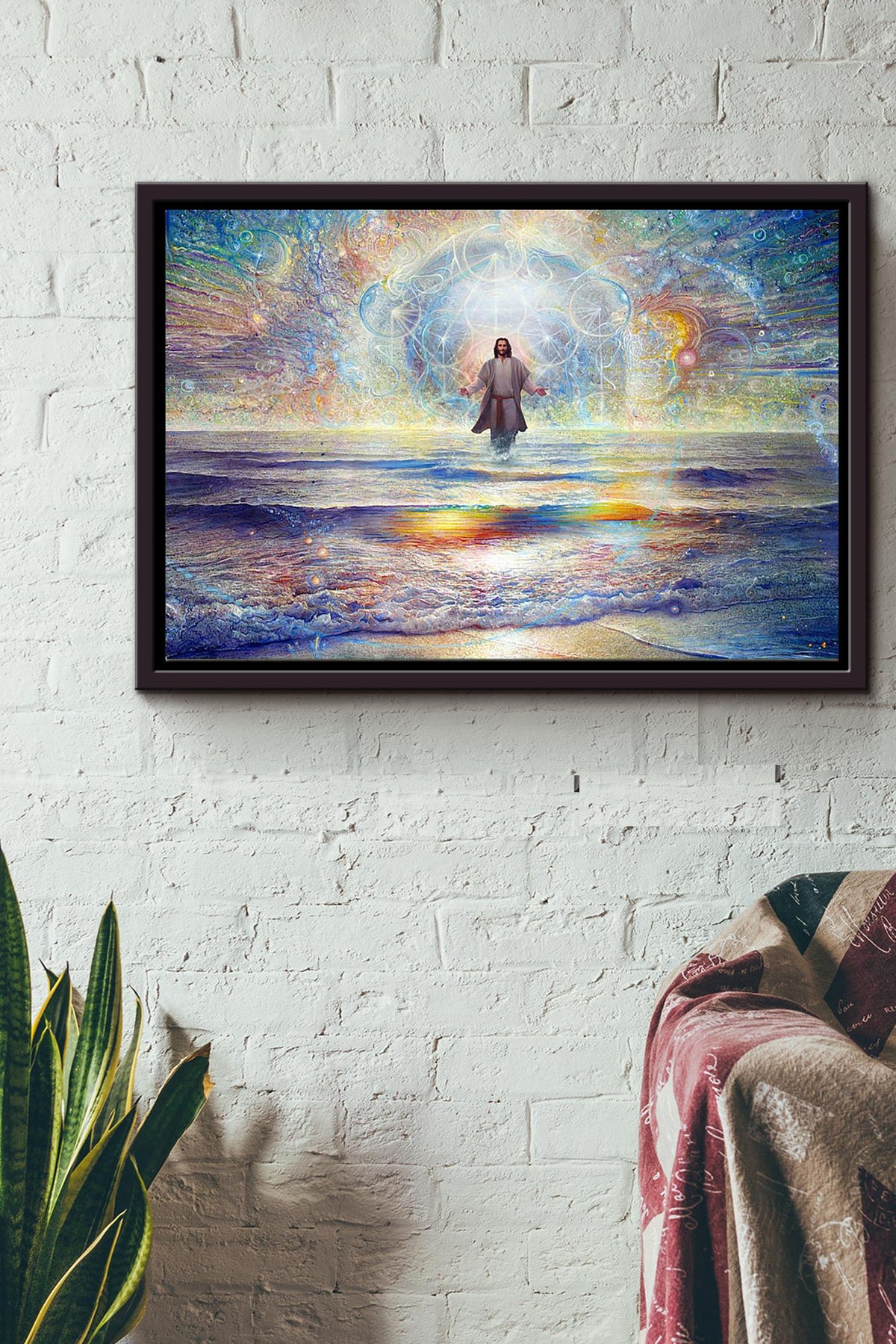 Jesus Walk On Ocean Poster n Framed Matte Canvas