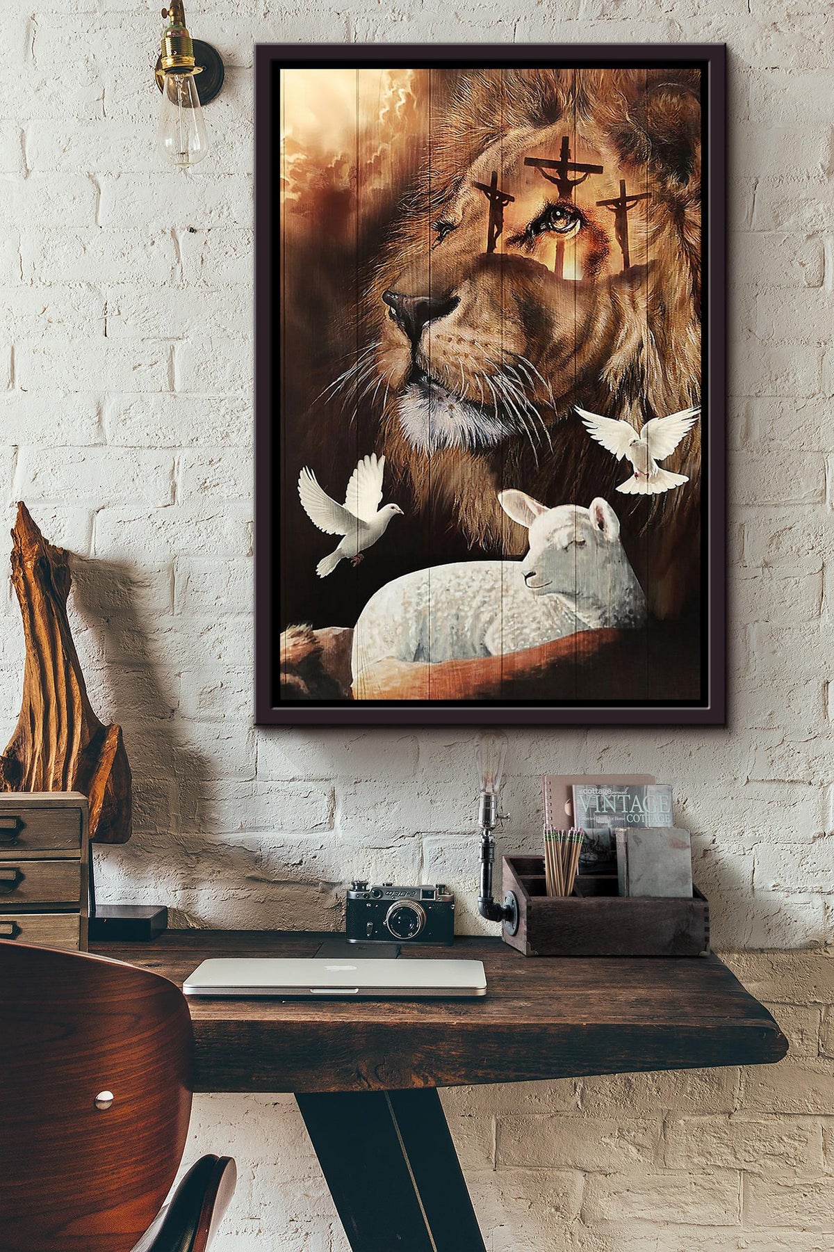 Lion Of Judah Christian Wall Art Gift For Church Of Jesus Christ Framed Canvas Framed Prints, Canvas