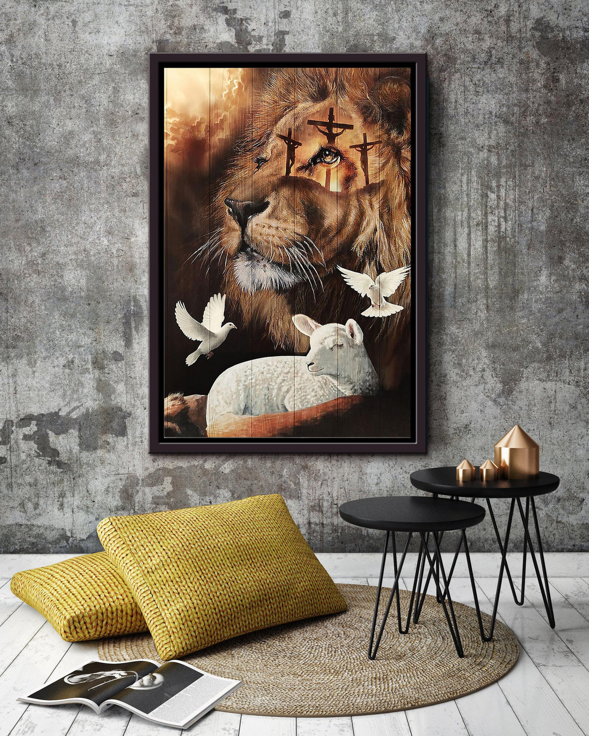 Lion Of Judah Christian Wall Art Gift For Church Of Jesus Christ Framed Canvas Framed Prints, Canvas
