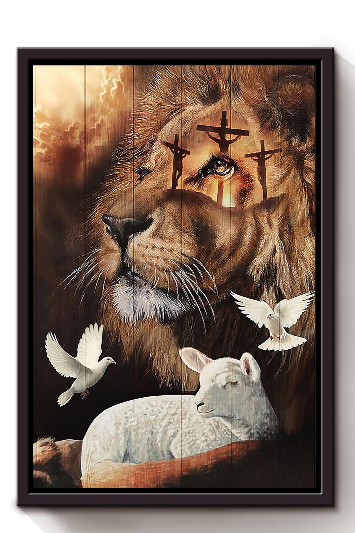 Lion Of Judah Christian Wall Art Gift For Church Of Jesus Christ Framed Canvas Framed Prints, Canvas
