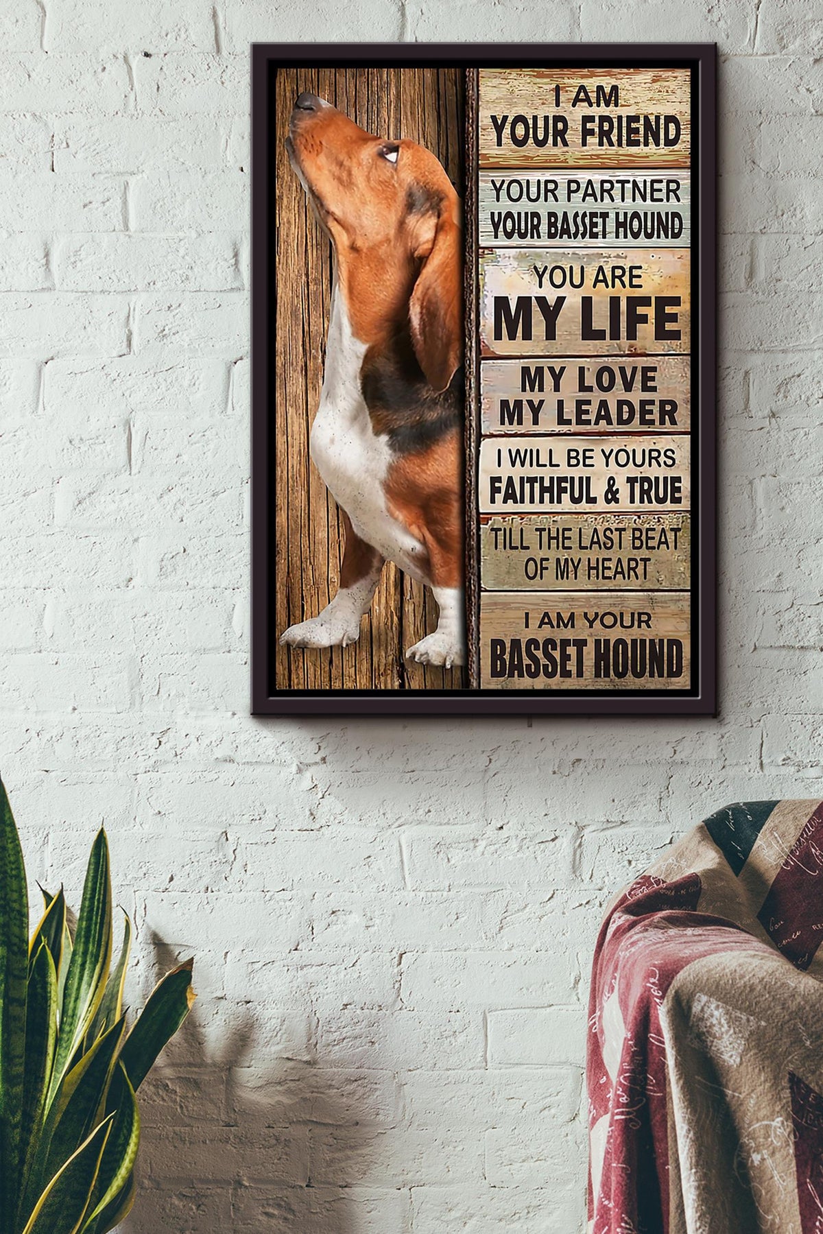 Basset Hound Thankful For Foster Care I'm Your Friend Quotes Gift For Dog Mom Dog Lover Framed Canvas