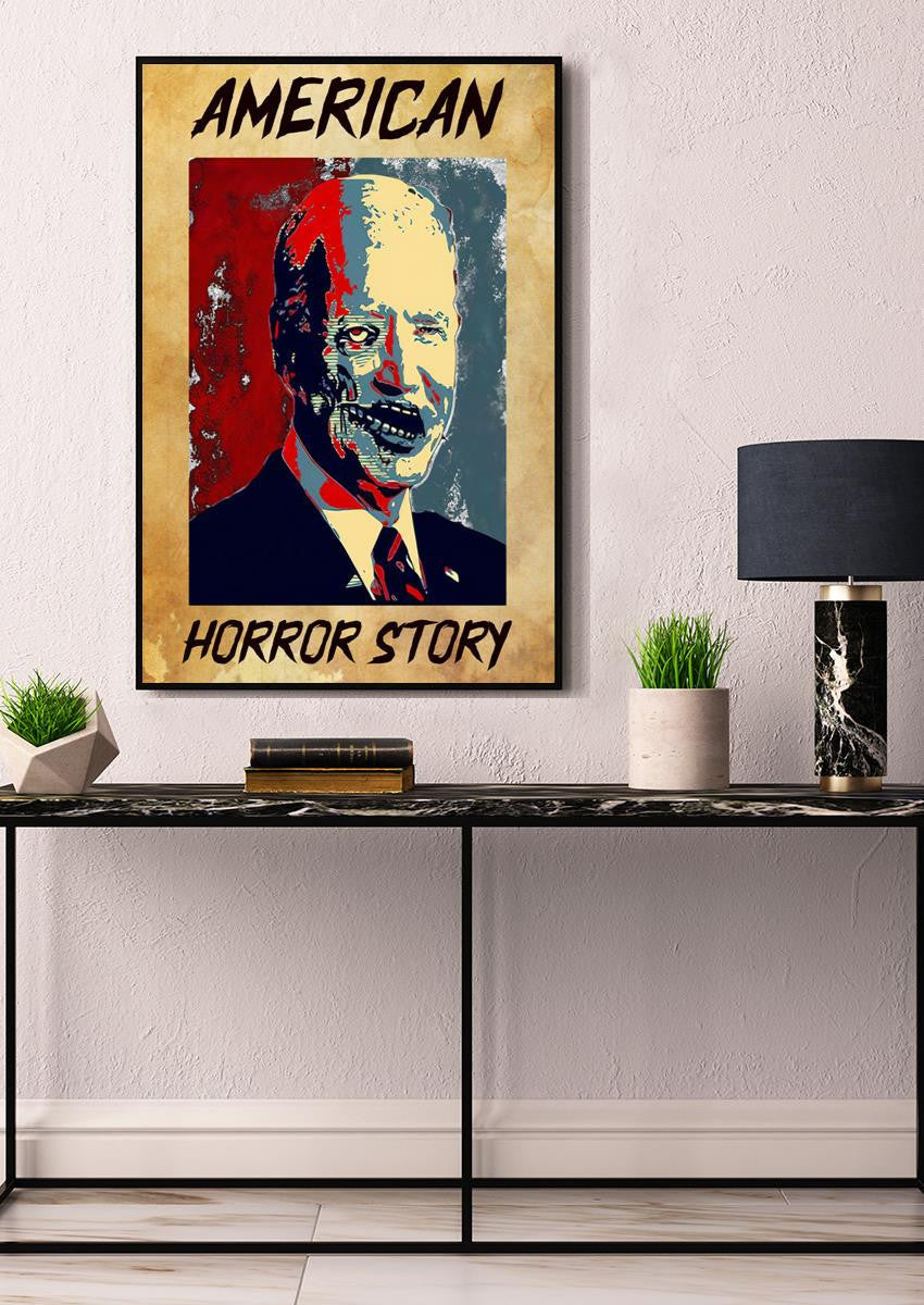 America Horror Story Scary Halloween Poster - Gift For Halloween American, Joe Biden Framed Matte Canvas